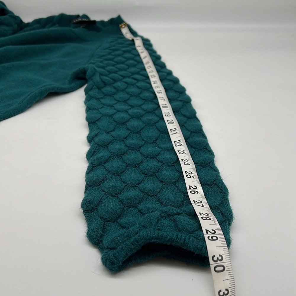 Lane Bryant Dark Teal Crew Neck Sweater Textured Bubble Sleeve 14/16 Mermaidcore - Picture 15 of 16